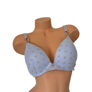 Victoria's Secret 38D The T-shirt Push-Up Full Coverage Bra Blue Dot Lace